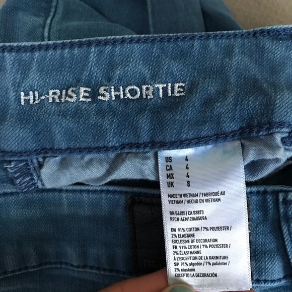 American Eagle Hi Rise Shortie Blue Shorts - Picture 4 of 5